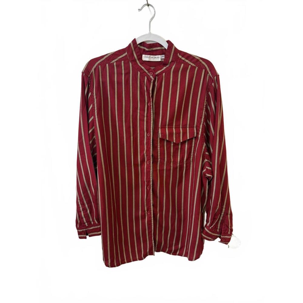Vintage 80s Red Striped Blouse